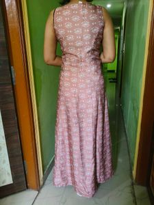 Peach Printed Maxi Dress