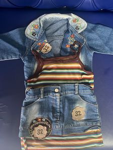 THREE PIECE DENIM jacket skirt top set for girls