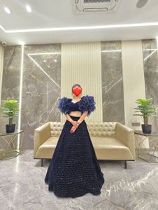 Feather Sleeve Lehenga Choli