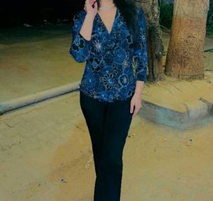 Floral Ruffle Front Shirt