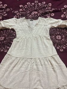 Ivory Embroidered Peasant Dress