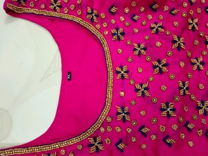 Pink Aari Work Kurta