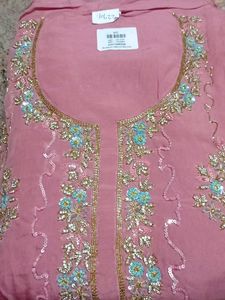 Pink Hand Work Suit Riyon Bottom