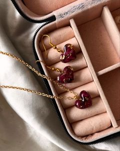 Rose Infused Heart Jewelry Set