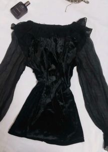 Gothic Black Ruffle Top