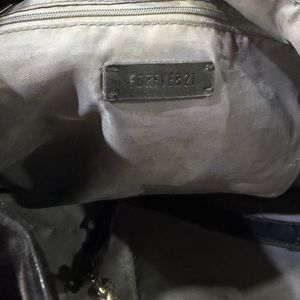 Black Tote Bag with Chain Detail