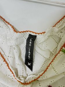 Banjara White Eyelet Top With Ruffle Sleeves