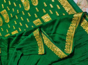 Green Crepe Silk Saree