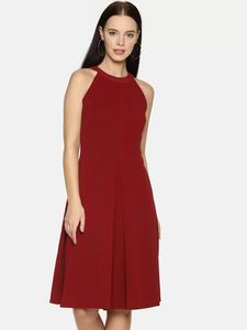 Maroon Fit And Flare Dress