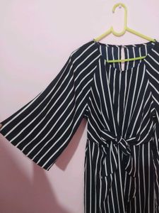 Striped Tie-Front Dress