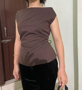 Brown Polka Dot Top