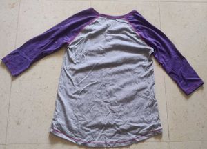 Grey , purple full sleeve tshirt with glitter