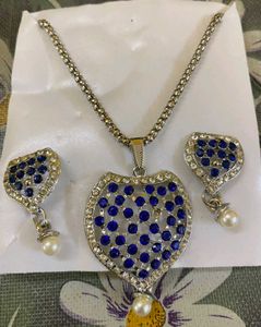 Blue &amp; Silver Heart Jewelry Set