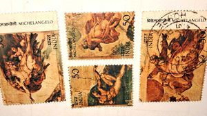 Vintage Michelangelo India Stamps