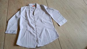 White 3/4 Sleeve Button-Down