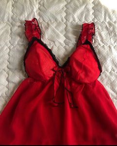 Lingerie Top Cherry red bow tie