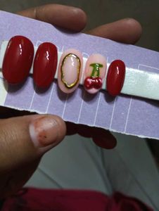 Press Ons With Chrome And Cherry 🍒art