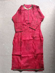 Red Printed Long Kurti