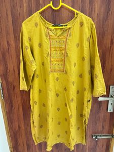 Mustard Printed Kurta
