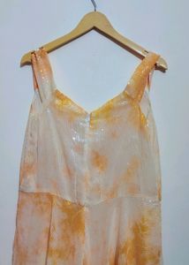 Yellow 🟡Sequience Print All Over Long Gown