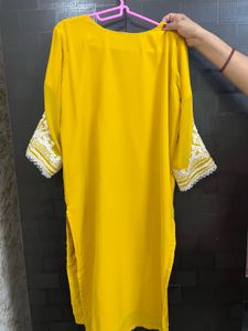 Mustard kurta set-heavy embroidery-only worn once
