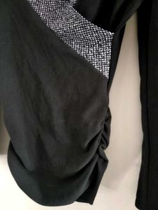 Elegant Black Long Sleeve Wrap Top
