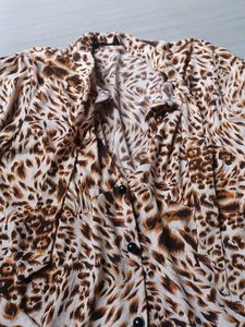 Leopard Print Button-Down Blouse