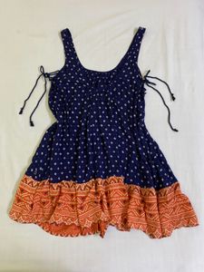 Cute Blue Patterned Dress/tunic Bust 36