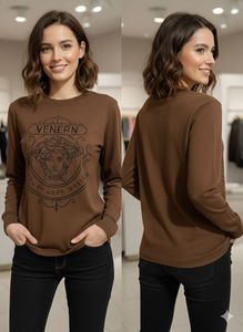 Brown Graphic Print Long Sleeve