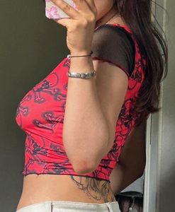 Shein Skull Print Mesh Top