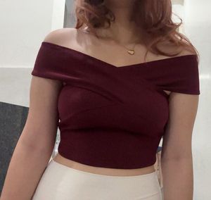 Burgundy Crisscross Crop Top
