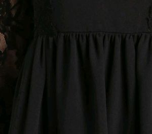 Black Lace Trim Mini Dress