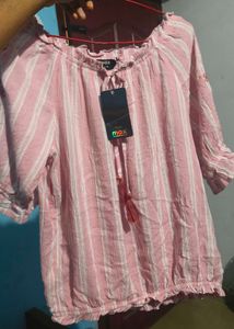 Pink Striped Peasant Top - MAX
