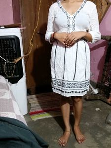 White Embroidered Mini Dress