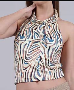 Zebra Print Halter Top