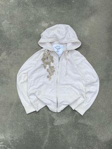 Floral Embroidered Zip Hoodie