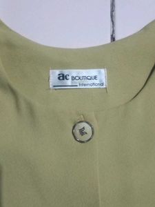Vintage Green Floral Button-Up Top