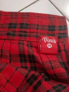 Red Plaid Pleated Skirt, uniform skirt