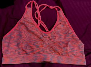 Coral & Gray Sports Bra