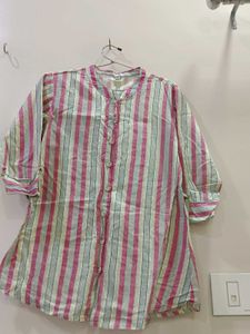 Striped Button-Down Kurti Top