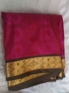 Pink Saree With Green Border