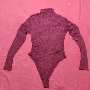 SHEIN Maroon Long Sleeve Bodysuit – Size M