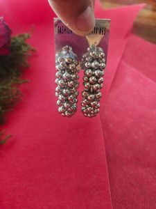 Silver Beaded Hoop Earrings