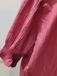 Pale Red Button-Down Crop Shirt