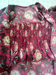 Floral Print Blouse With Attached Shrug