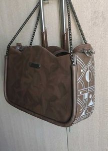 Hand Painted Elegant Brown Shoulder Bag
