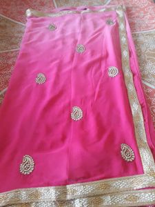 Pink Embroidered Saree Combo