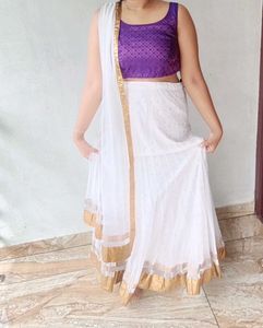 Elegant Purple &amp; White Indian Outfit
