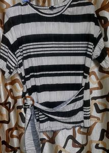 Striped Pleated Top