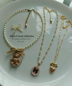 Handmade Retro Style Teddy Bear Pearl Choker